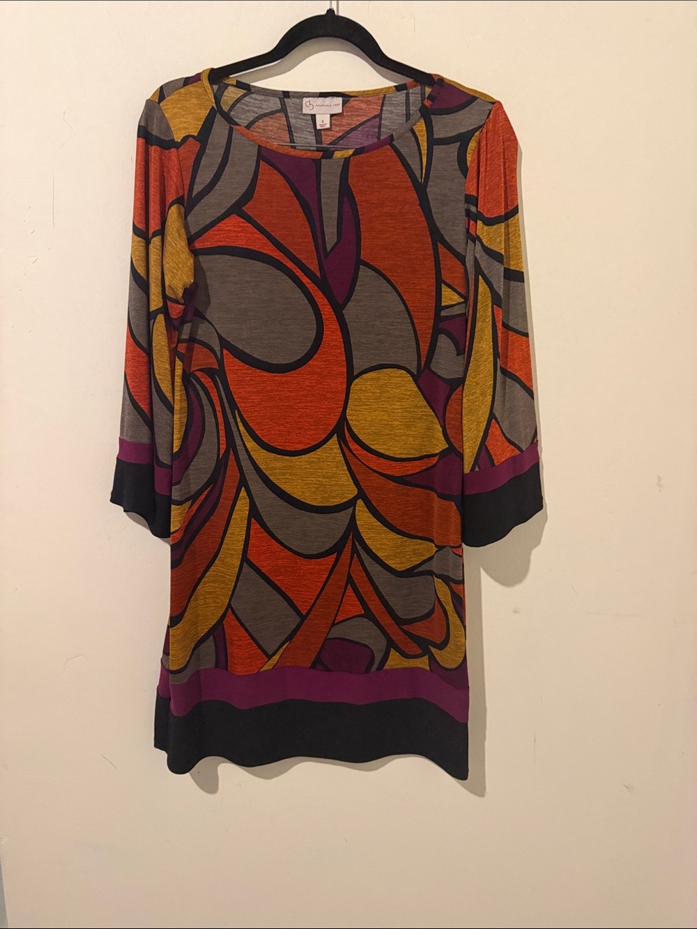 Established 1962 Colorblock Abstract Print Tunic Dress - Multicolor Size Small